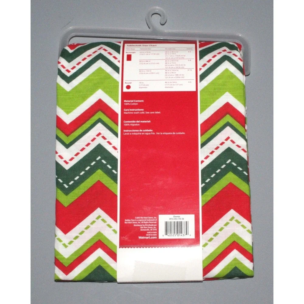 NEW Holiday Time 100% Cotton Cloth Christmas Tablecloth 70